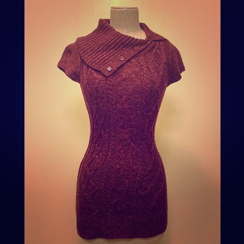 INC Marled Burgundy Tunic Sweater